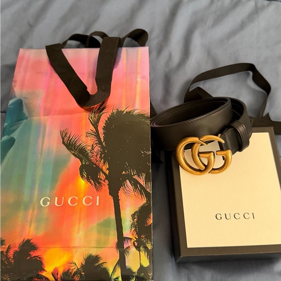 Gucci Accessories - Gucci Black Leather Belt with Gold GG Buckle